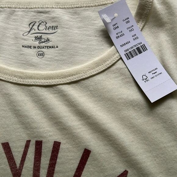 NWT J. Crew West Village Tennis League Short Sleeve T-Shirt XXS Cream #2918 - Picture 7 of 12